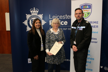 Assistant Police and Crime Commissioner Rani Mahal with Rosemary Hall OBE and ACC Adam Streets